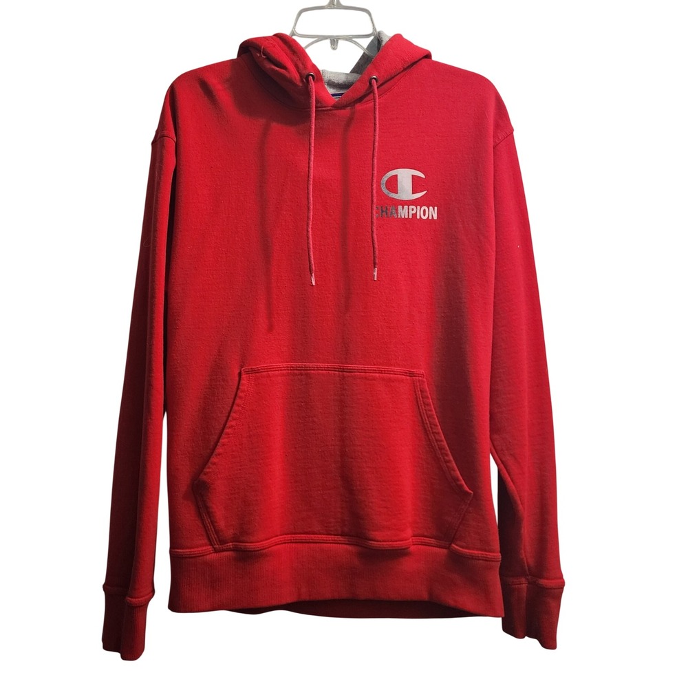 Champion Mens Red Graphic Logo Hoodie Sweatshirt GF89H 2WC Size M